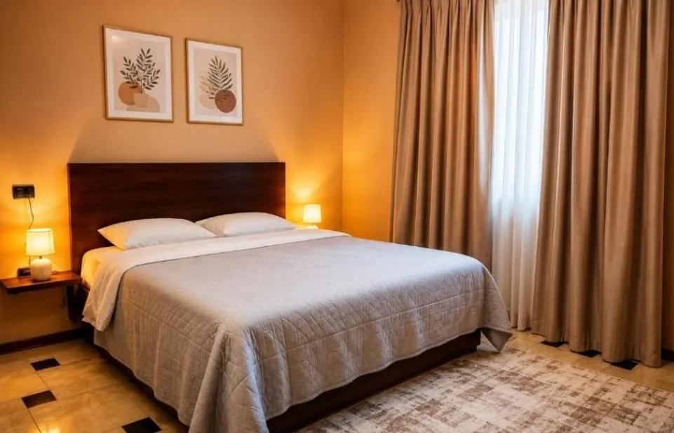Chambre double de la Vila 15 — où vous logez pendant vos soins